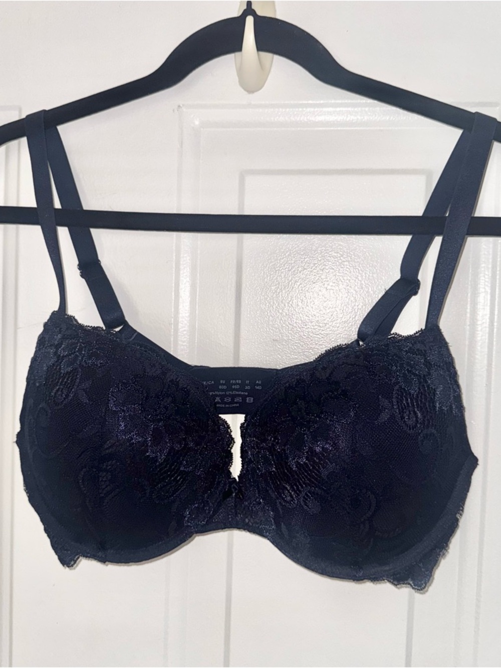NWT WingsLove Navy Blue Lace Underwire Padded Bra Size 36D